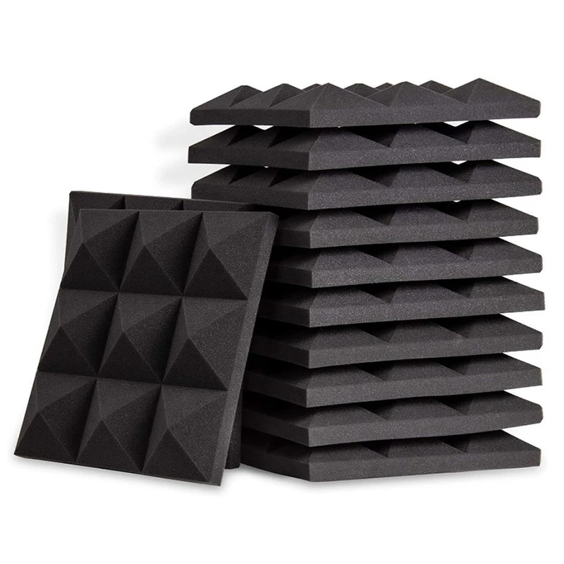 

12 шт. звукоизоляционные пенопластовые панели, пирамида Запись Studio клиновые плитки, подходит для стен и потолков, 5X 30X 30 см