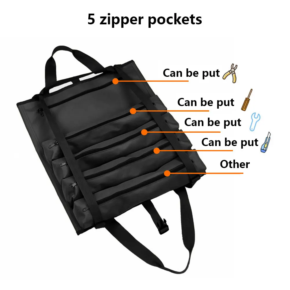 

Multi-Pocket Car Back Seat Hanging Bag 600D Foldable Portable Zipper Pockets Wrench Screwdrivers Tools Storage Organizer