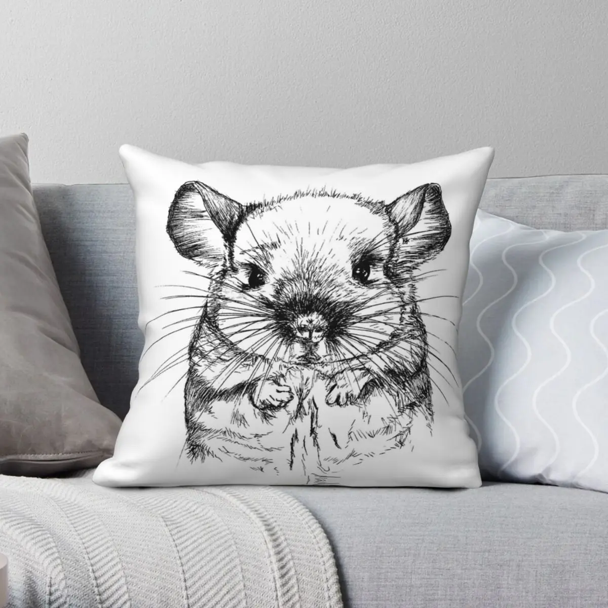 Квадратный чехол для подушки Chinchilla My Love полиэстеровый льняной бархатный с