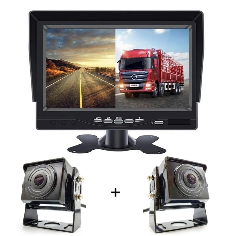 Автомобильный видеорегистратор экран 7 дюймов HD 1024x600P IPS AHD 2 канала камера для