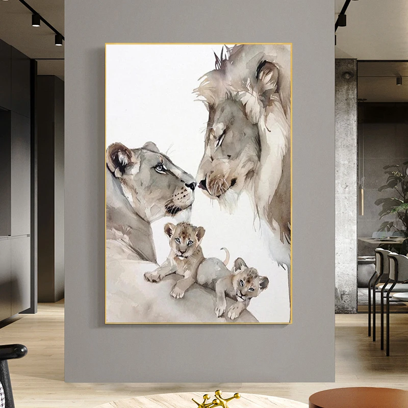 

Single Lion Family Canvas Painting Modern Posters and Art Pictures on The Walls of The Living Room Home Decorated with Cuadros