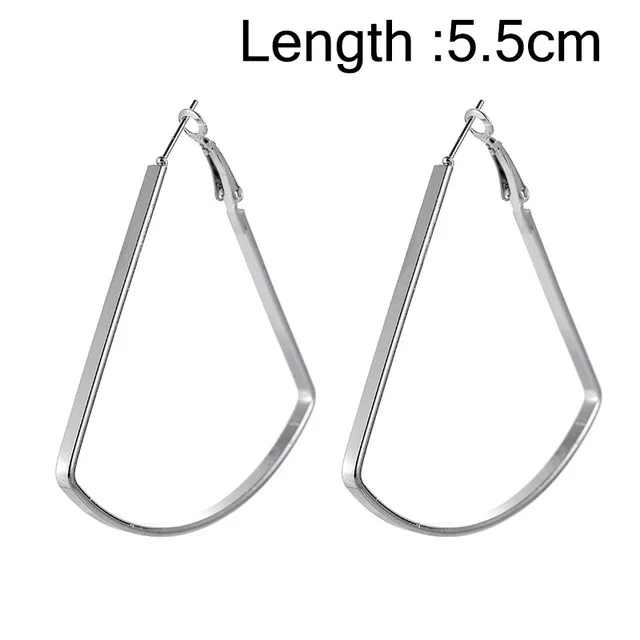 Silver 5.5cm Индивидуальные простые металлические треугольные геометрические серьги, винтажные серьги-кольца для женщин, модные ювелирные аксессуары, подарок - Окраска металла: Silver 5.5cm