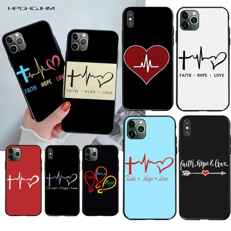 Простой чехол с надписью Love Hope Faith черный мягкий для телефона iPhone 11 pro XS MAX 8 7 6 6S Plus X