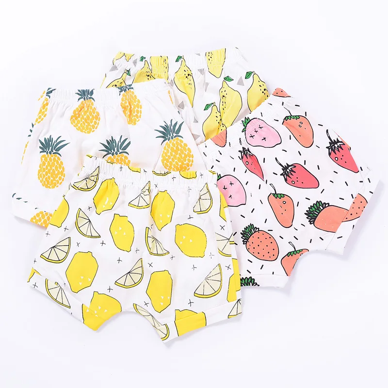 Шорты их чистого хлопка с фруктами и клубничками Детские шаровары Коллекция 2021
