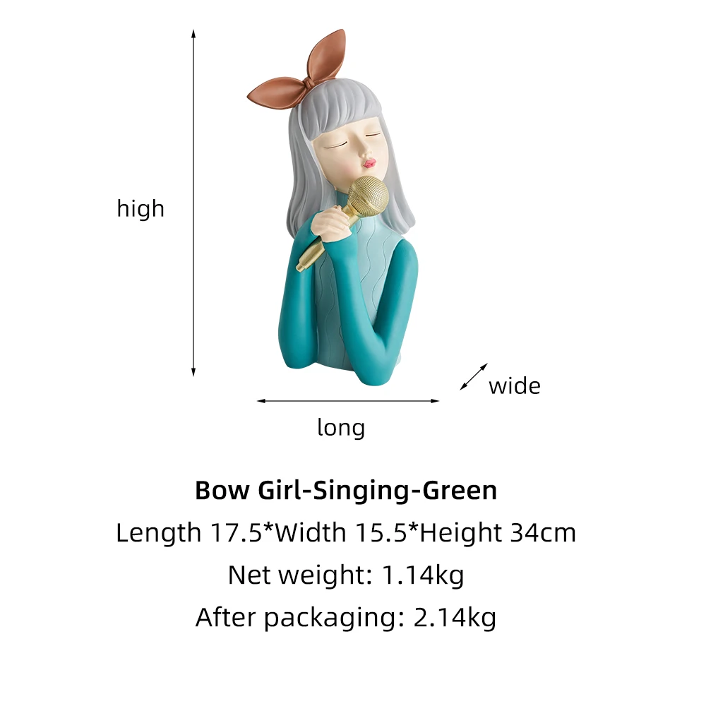 

Nordic Resin Singing Girl Sculpture Character Statues Home Bedroom Living Room Decoration Desktop Ornaments Valentine's Day Gift