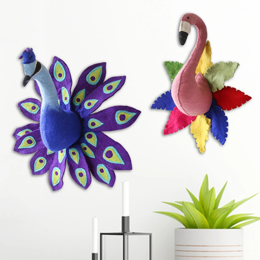 

Kids Room Decoration 3D Animal Heads Flamingo Peacock Head Wall Hanging Decor For Children Room Nursery Room Ornament