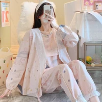autumn thin milk silk cotton maternity nursing sleepwear sets sweet lovely pajamas suits clothes pregnancy home lounge wear