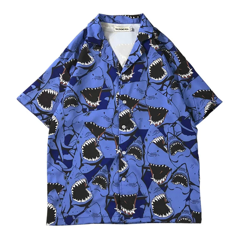 2020 Повседневная рубашка с принтом и короткими рукавами мужские Гавайские