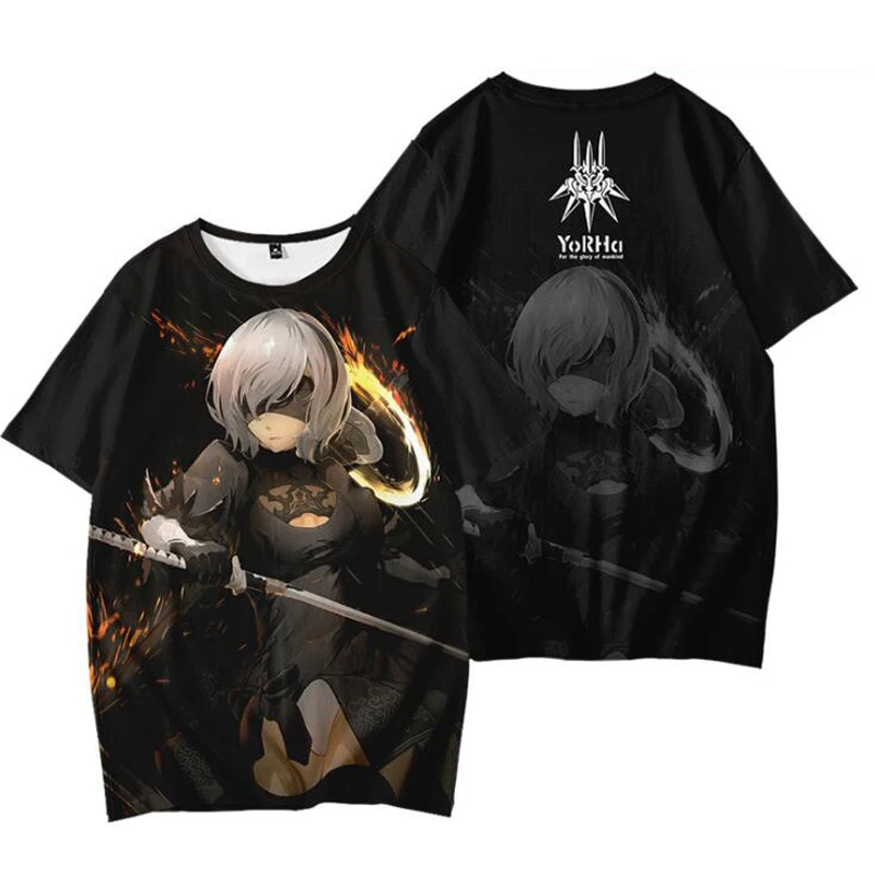 

Game NieR Automata 2B YoRHa No. 2 Type B 9S YoRHa No. 9 Type S Cosplay Costume Unisex 3D Print Short Sleeve T Shirt Graphic Tees
