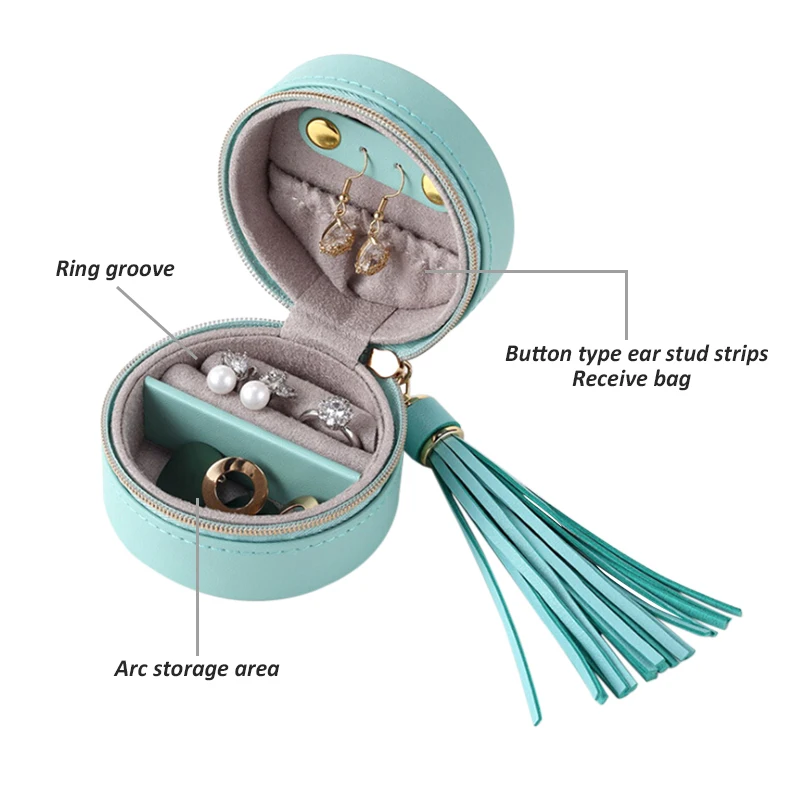 

Jewelry Box Storage Bag Travel Box Earrings Ring Necklace Storage Mini Zipper Jewelry Box
