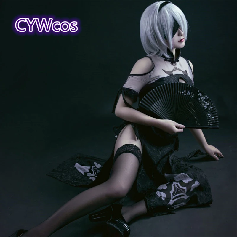 В наличии! Распродажа! Костюм для косплея NieR:Automata YoRHa тип A No. 2 2B колготки Чонсам