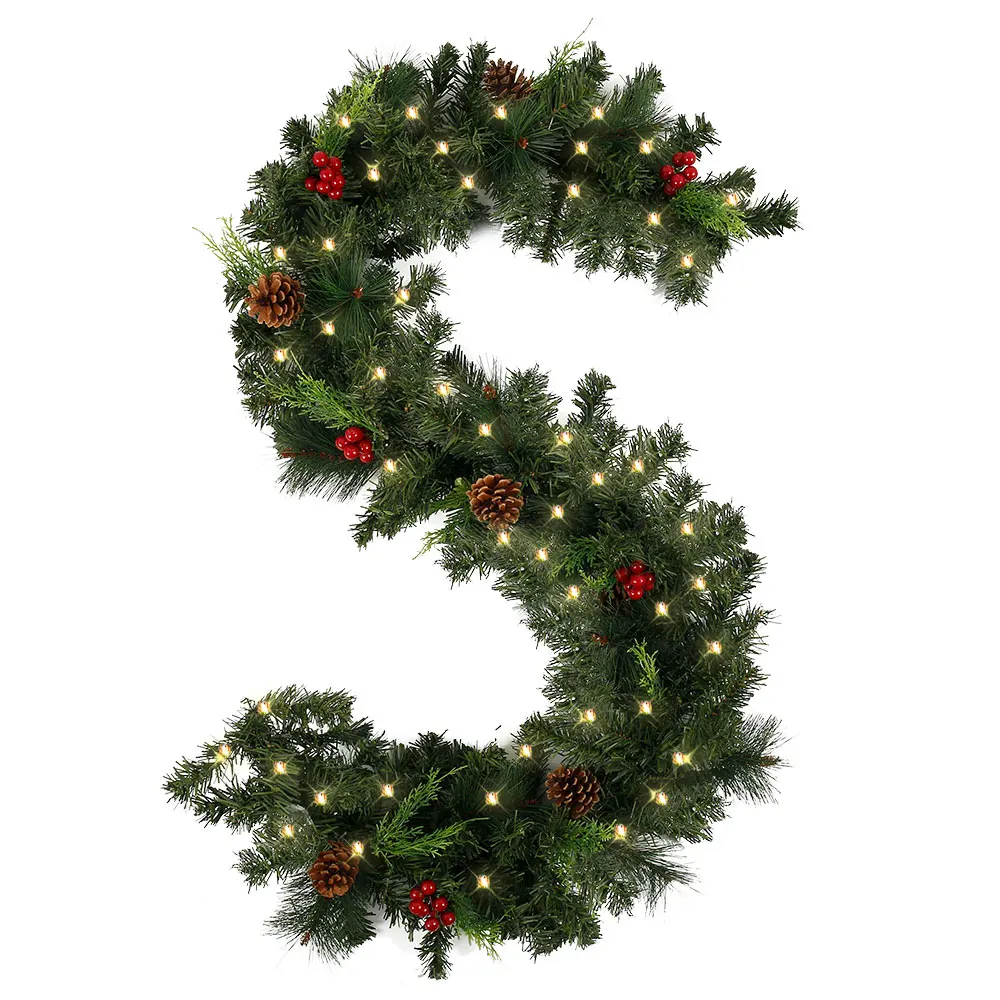 

Christmas Garland Green Rattan with Light Merry Christmas Decorations for Home Kids Xmas Tree Ornaments Noel 2021 New Year