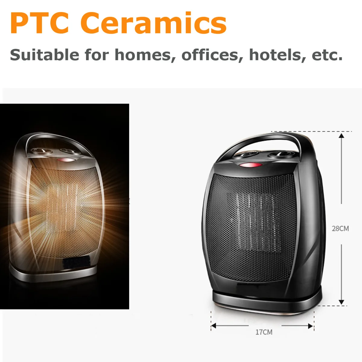 

PTC Ceramic Electric Home Heater 3-speed Adjustable Energy Saving Desktop Fan Heater Shake Head Radiator Warmer With Thermostat