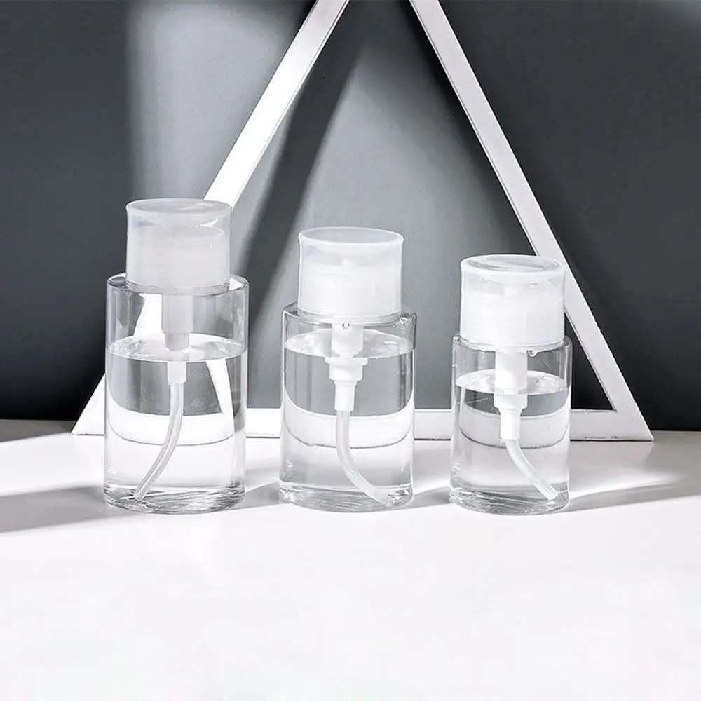 

100/150/200ML Push Down Empty Pump Dispenser Nail Lip Eye Makeup Remover Alcohol Press Bottle Eco-friendly Refillable Container