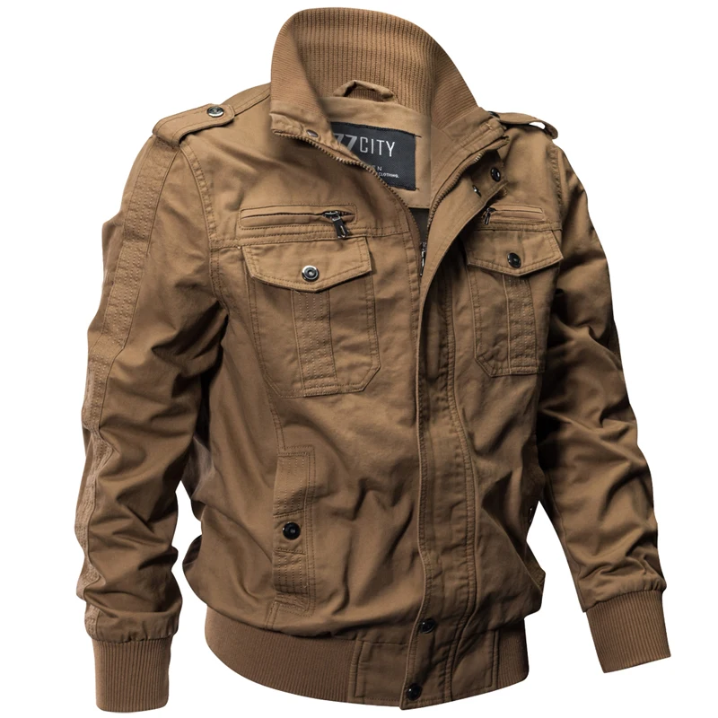 Куртка-бомбер мужская хлопковая в стиле милитари повседневная пилотная куртка