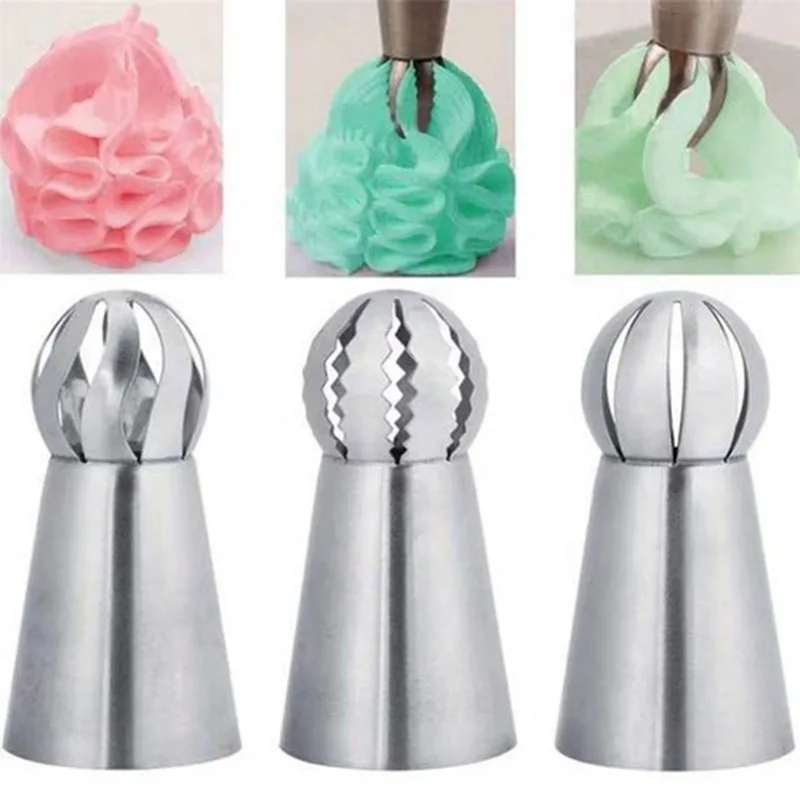 

1/3PC Cupcake Stainless Steel Sphere Ball Shape Icing Piping Nozzles Pastry Cream Tips Flower Torch Pastry Tube Decoration Tools