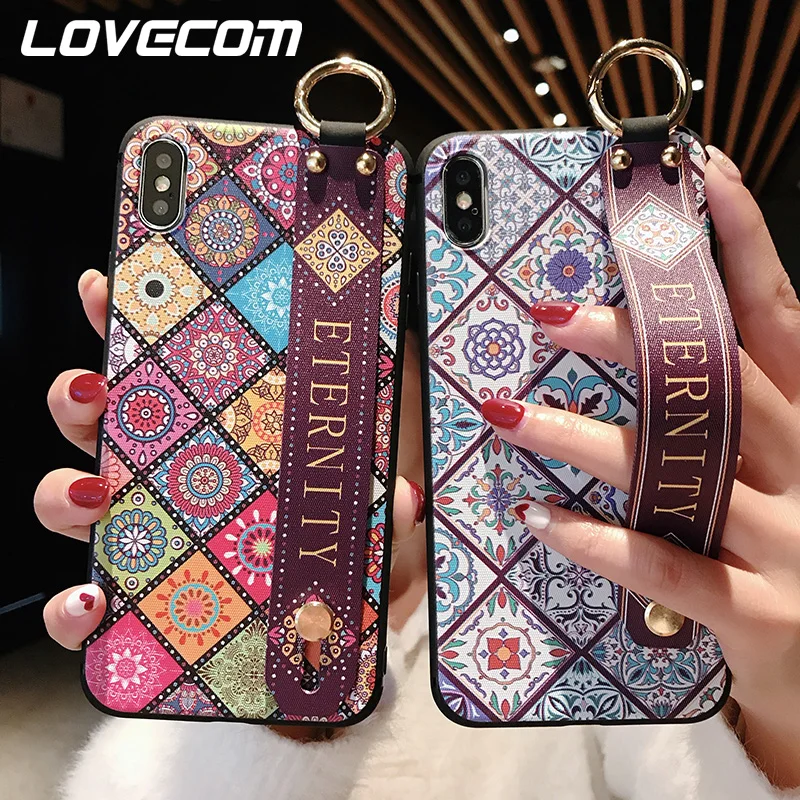 Чехол LOVECOM для iPhone XR XS Max 6 6S 7 8 Plus X ретро Национальный тотемный цветок мягкая
