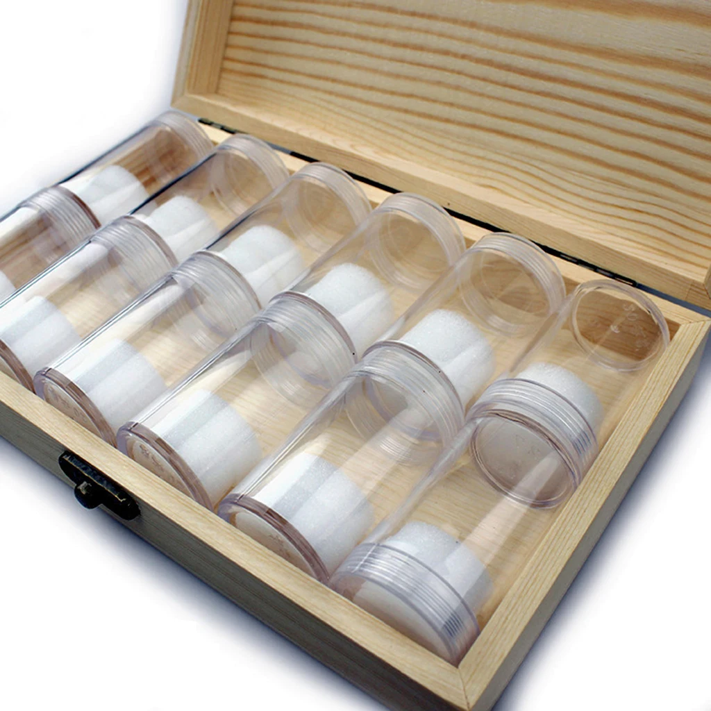 

12x Clear Plastic Coin Storage Bottle Tube W/ Box Protector Collector Kit