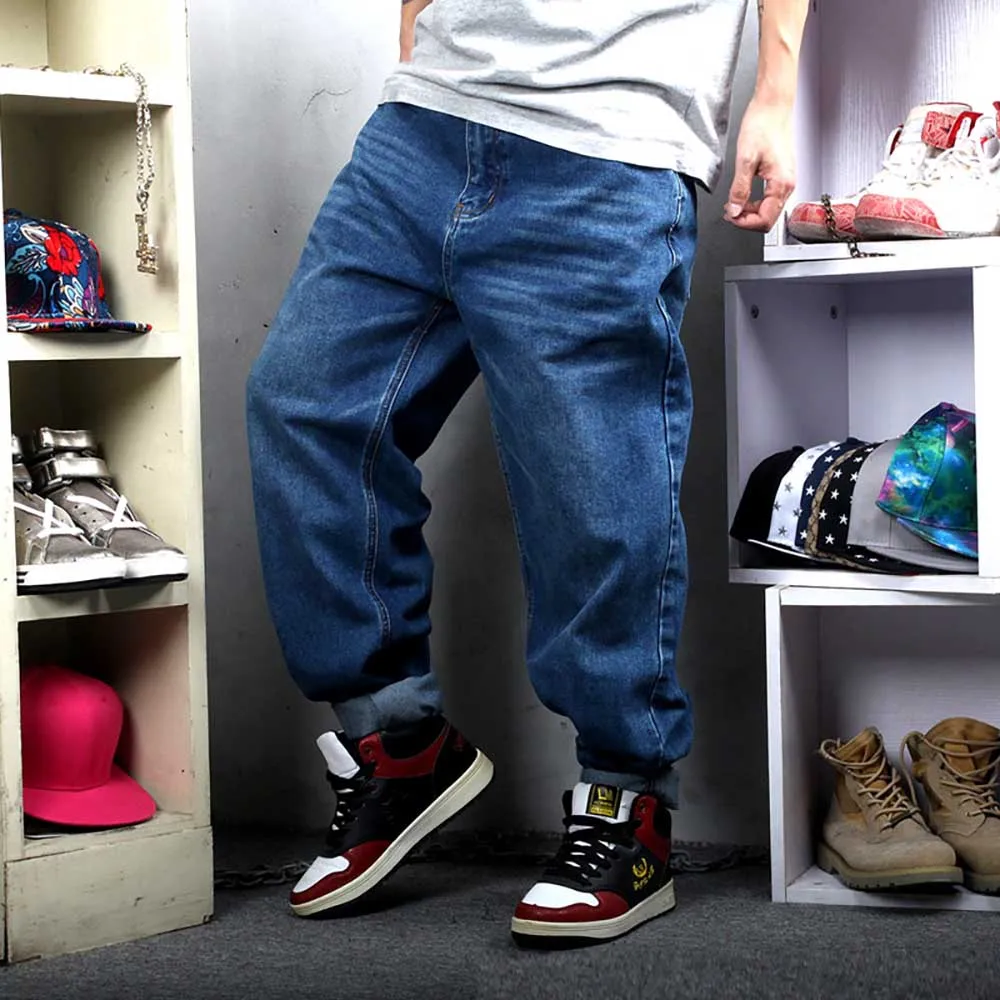 New Fashion Plus Size Harem Jeans Men Straight Loose Baggy Denim Pants Hiphop Streetwear Trousers