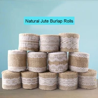 2mroll natural lace jute cloth roll wedding decoration diy rustic retro christmas party tableware bottle table accessories