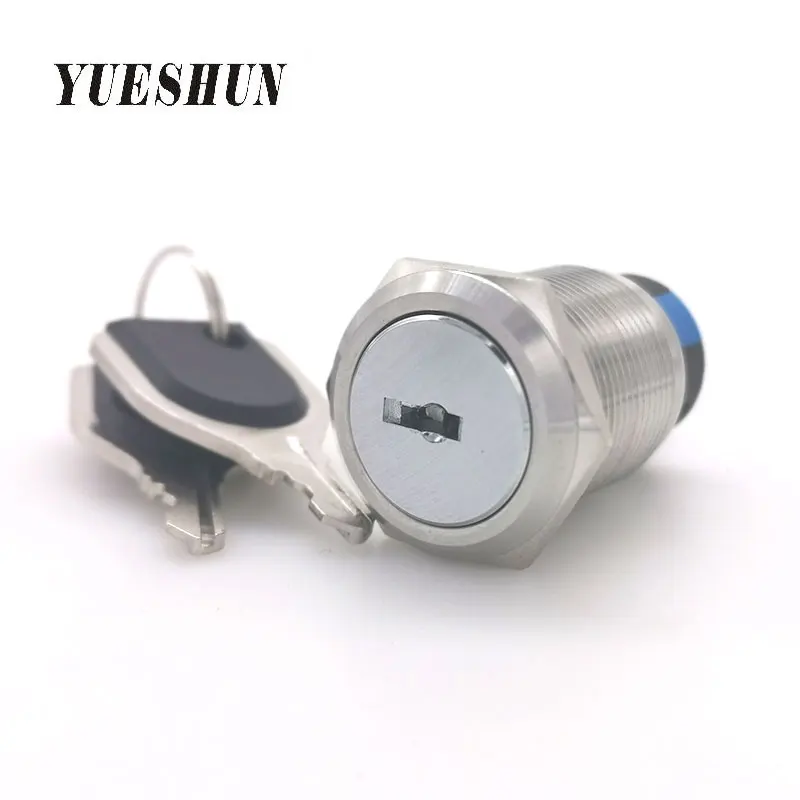 19 мм Металл 2 положения ключ поворотный переключатель 1NO 1NC фиксация 3 селектор