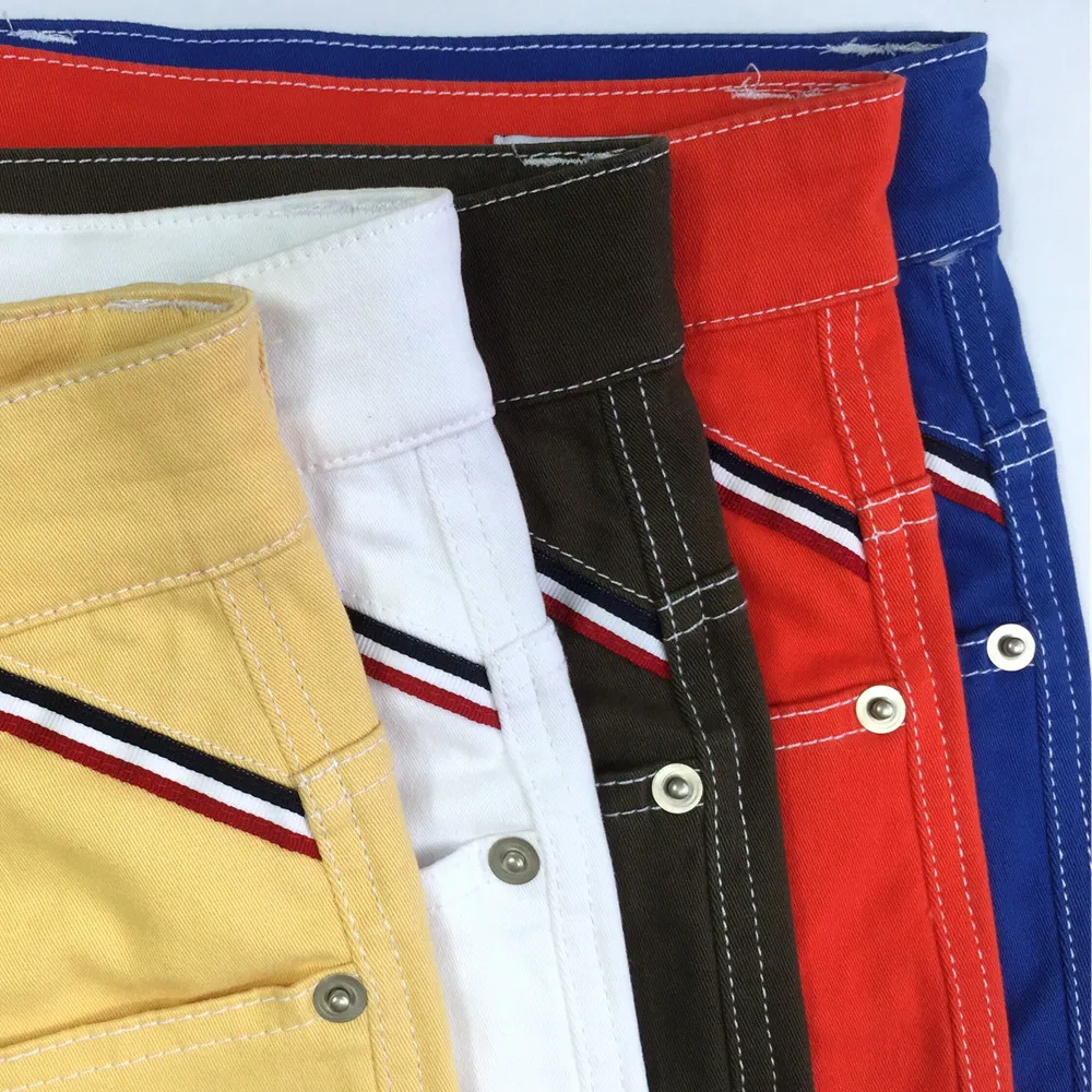 Мужские шорты карго TQQT эластичные джинсовые бермуды тонкие с низкой талией для