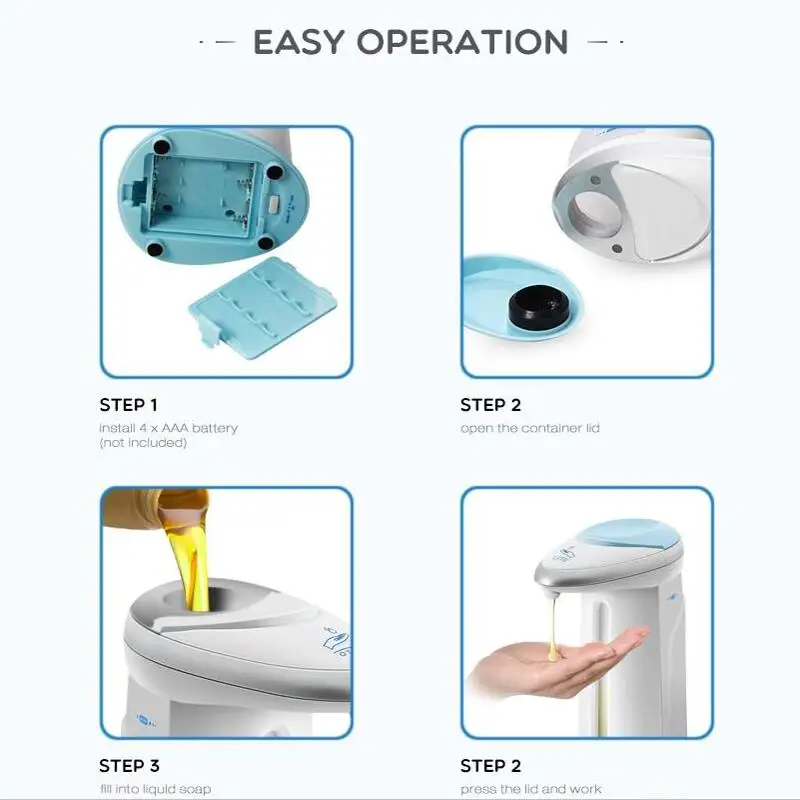 Автоматический диспенсер для жидкого мыла 400 мл умный датчик бесконтактная