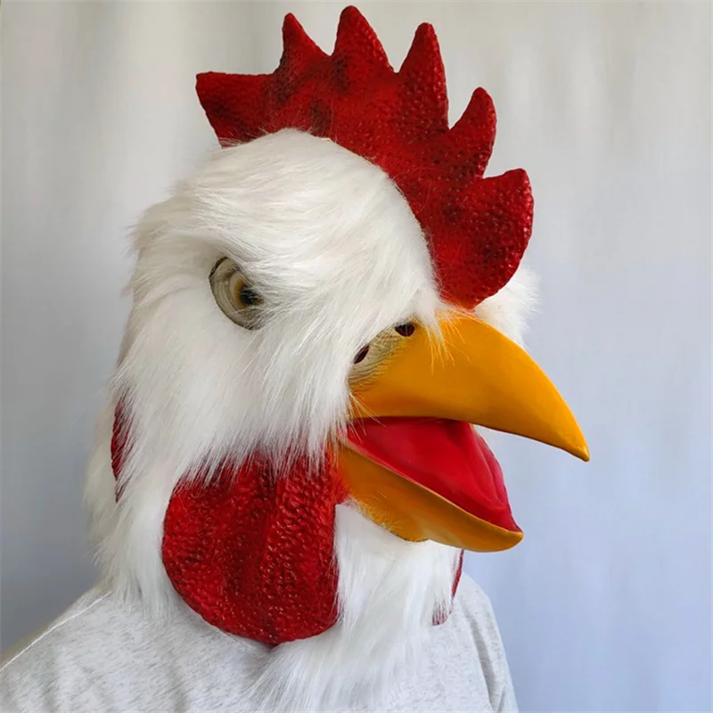 Rooster Mask 2021 Halloween Novelty Costume Party Latex Chicken Animal Head Cock Funny | Тематическая одежда и униформа