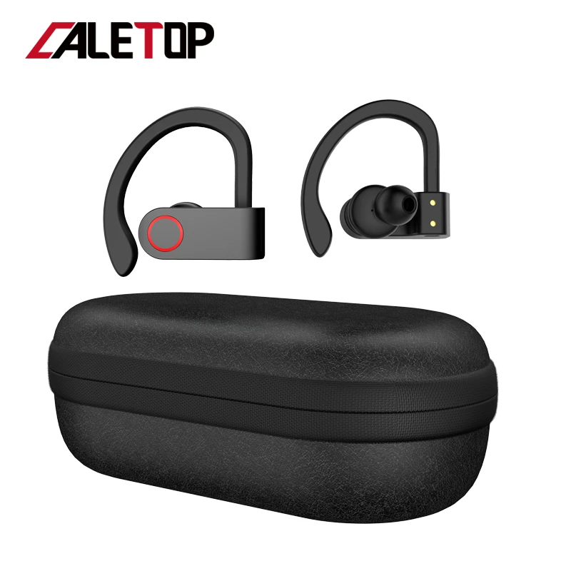 Черный Беспроводные спортивные наушники TWS Bluetooth 5,0 наушники с ушным крюком для бега с шумоподавлением стерео наушники с микрофоном IPX4 водонепроницаемые - Цвет: Черный