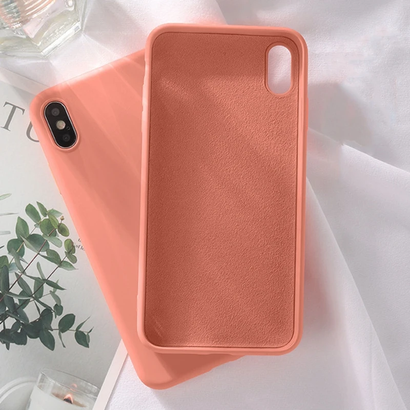Силиконовый однотонный чехол для iPhone XS MAX XR X, жидкие Чехлы ярких цветов для iPhone 7, 6, 6 S, 8 Plus, мягкий чехол из ТПУ