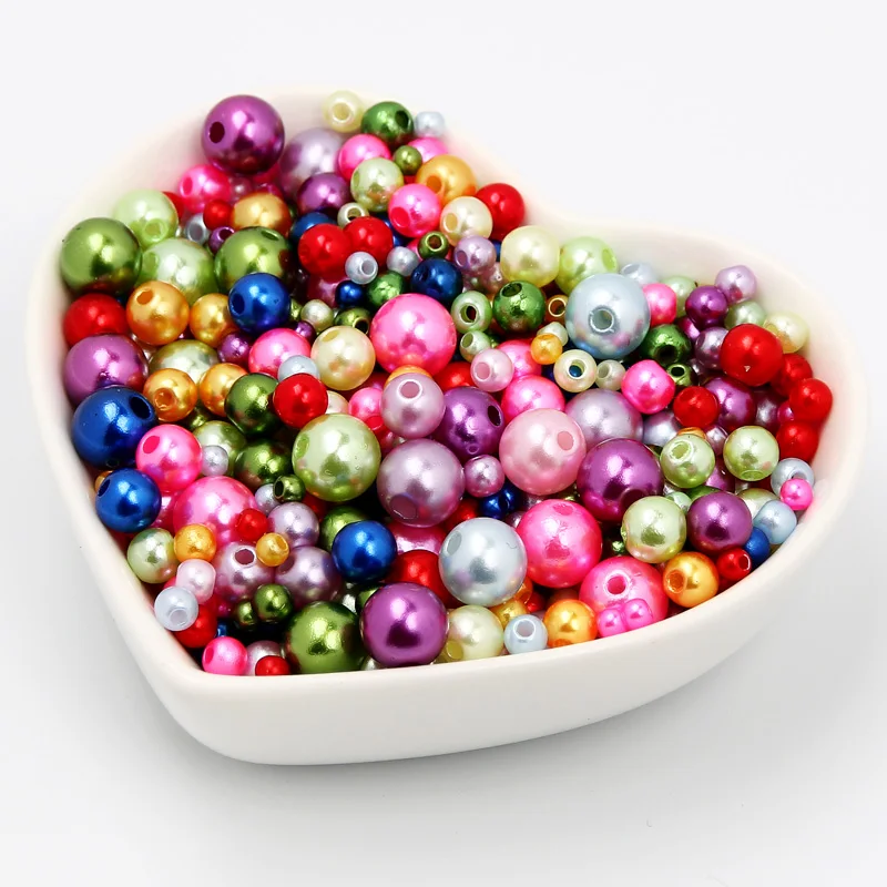 Круглые шарики искусственный жемчуг 10 г 3-8 мм Рождественские цветные акриловые