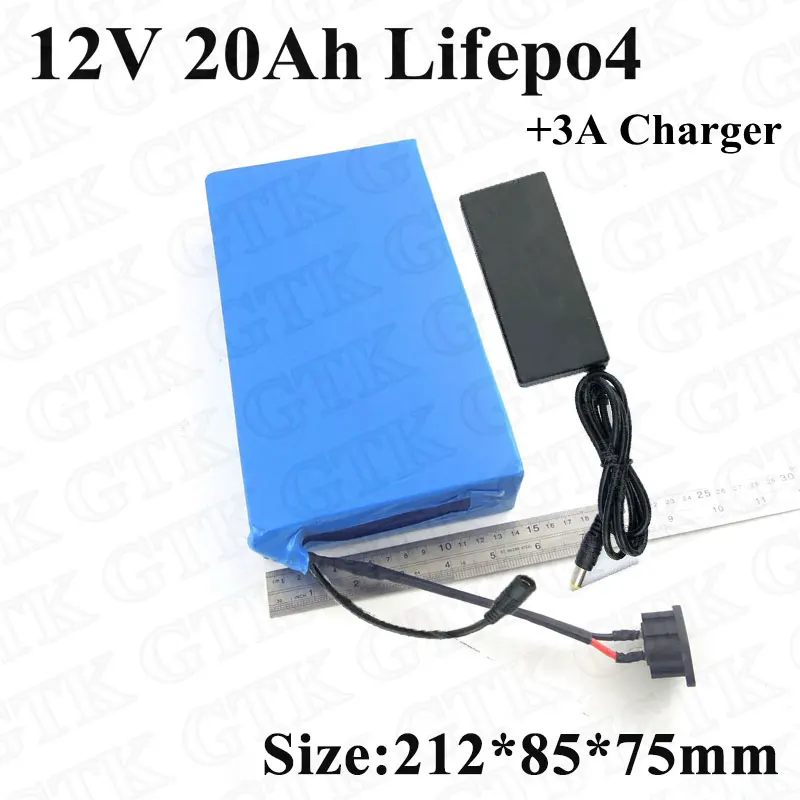 Литиевый аккумулятор GTK LiFepo4 12 в 20 ач с BMS для скутера скейтборда электрическая