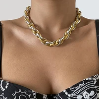 mixed color punk miami cuban necklace collar statement hip hop big chunky aluminum gold thick chain necklace women jewelry