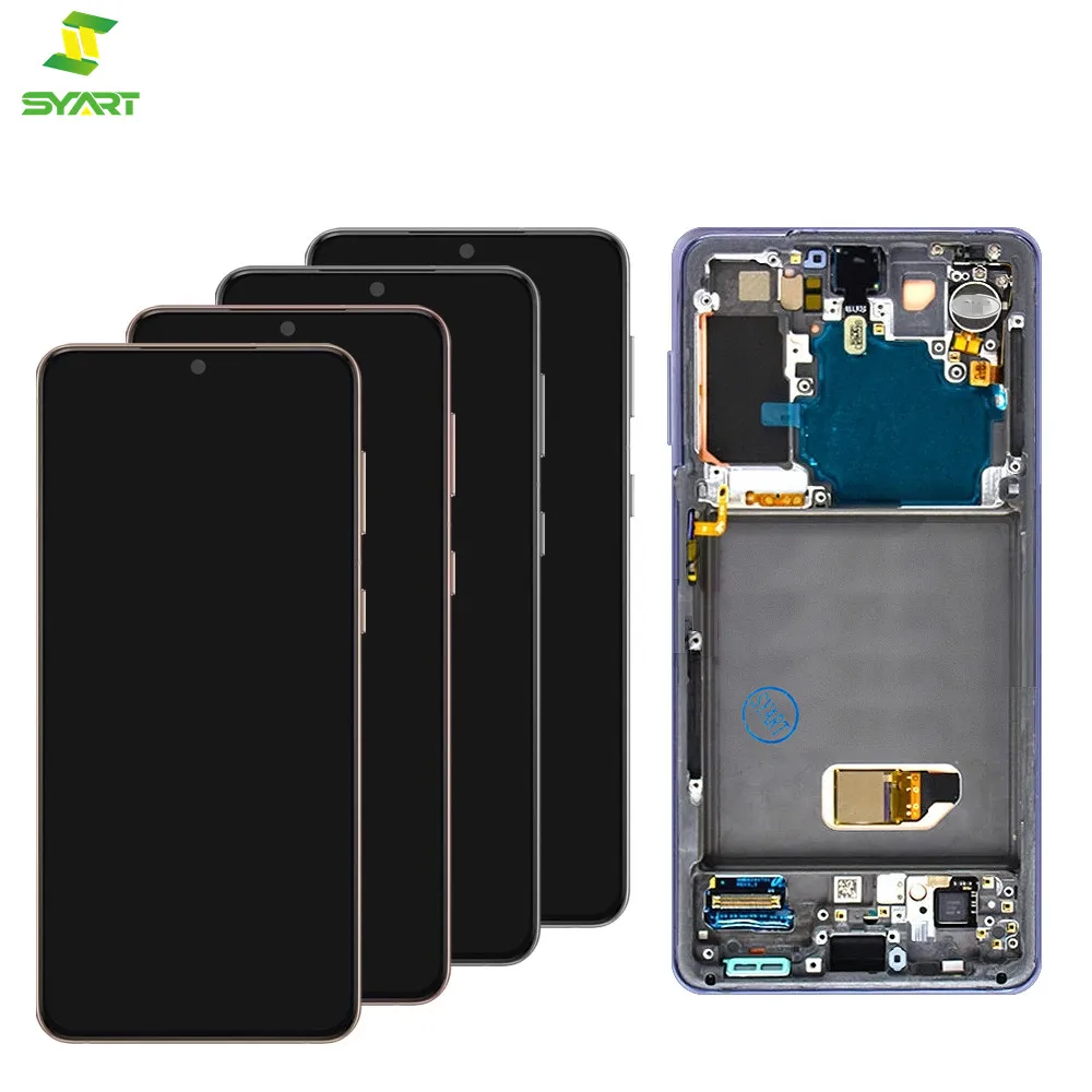 Pantalla Lcd para Samsung Galaxy S21 Lcd SM-G990F SM-G990F/DS con marco de pantalla t&aacute;ctil pantalla digitalizador Asamblea-1