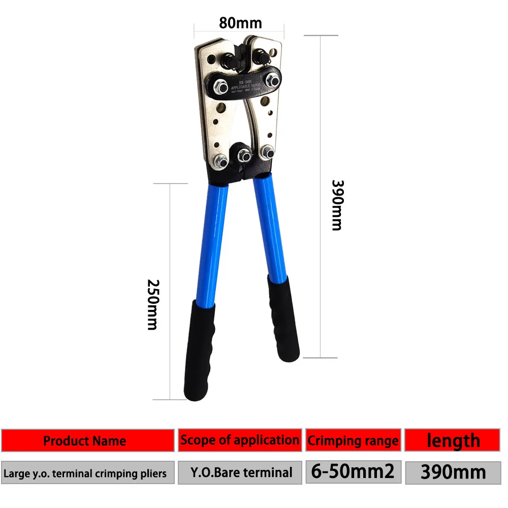 Alicates de prensado de 6-50mm cuadrados AWG 22-10, Terminal de tubo, multiherramienta, Cable de batería, herramienta de engarce hexagonal, alicate de Terminal de Cable, herramienta de mano