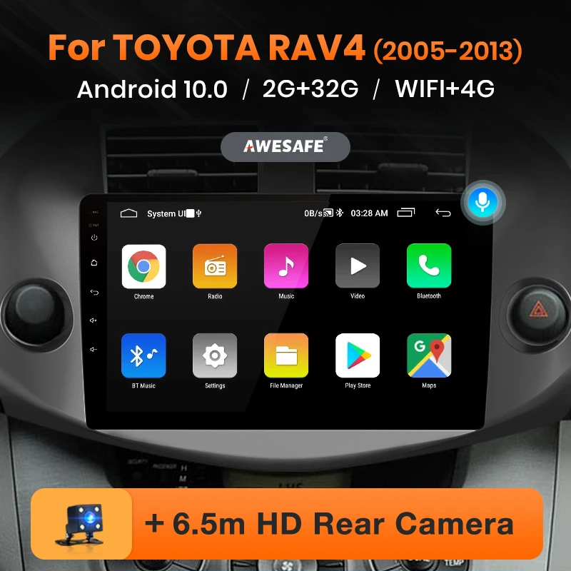 Автомагнитола AWESAFE для Toyota мультимедийный видеоплеер на Android 10 2 Гб ОЗУ 32 ПЗУ с GPS