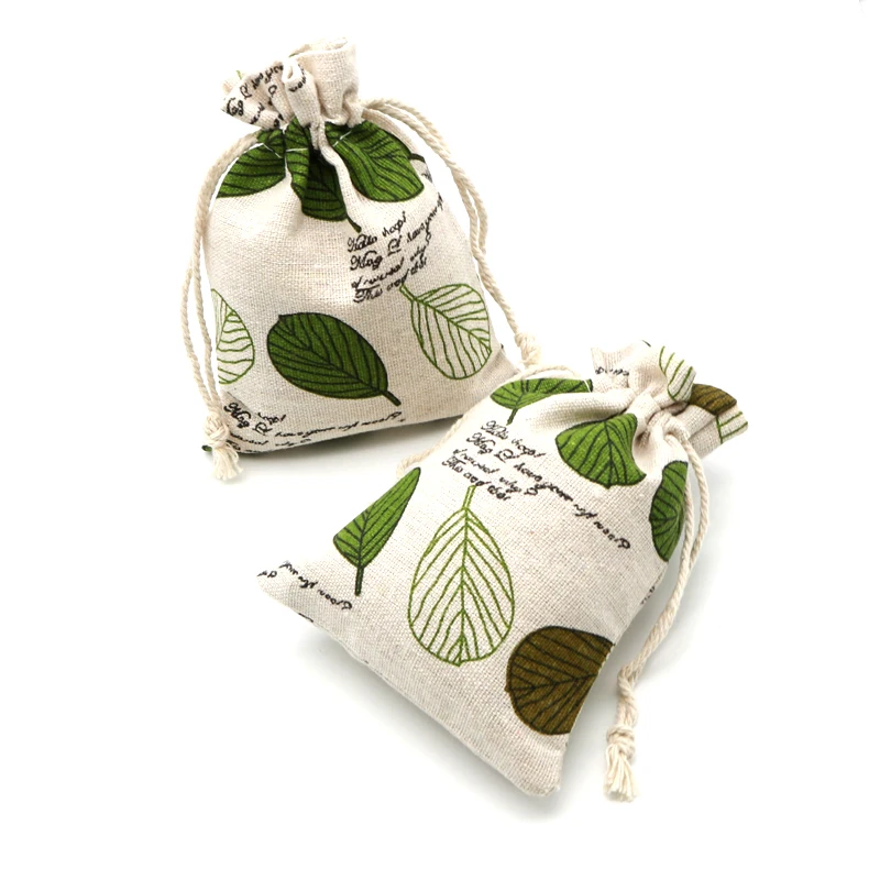 Новые хлопковые мешочки с зелеными лезвиями рисунком 5 шт./лот 10x14 см модные