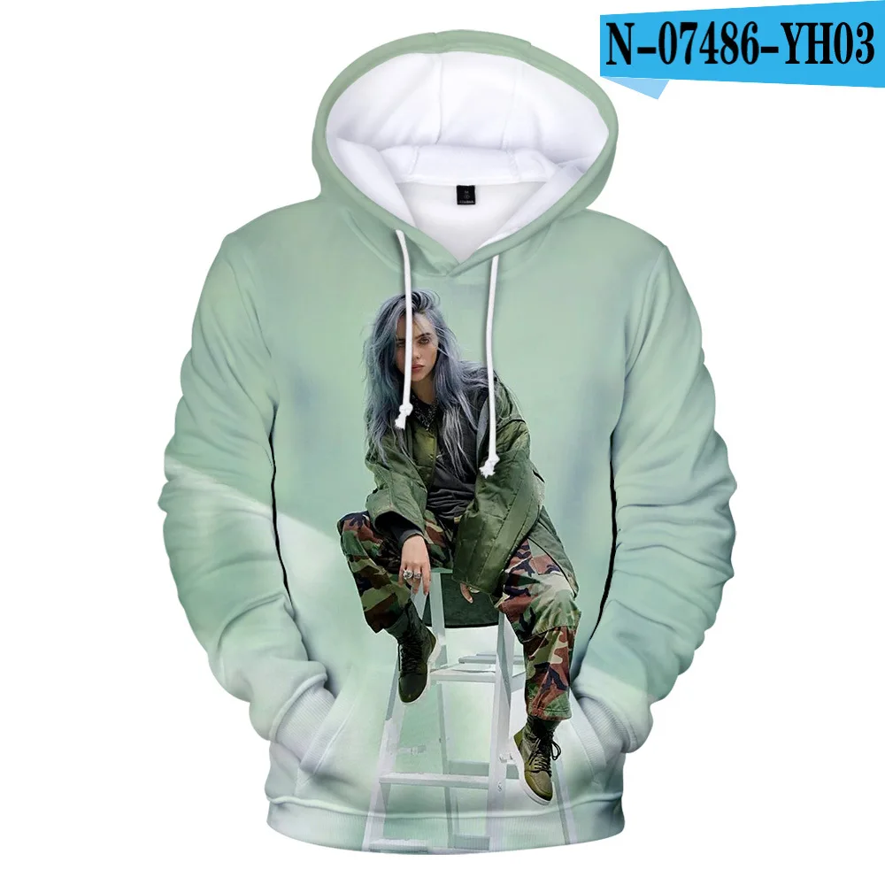 Коллекция 2019 года новейшие модели худи с объемным рисунком billie eilish модные