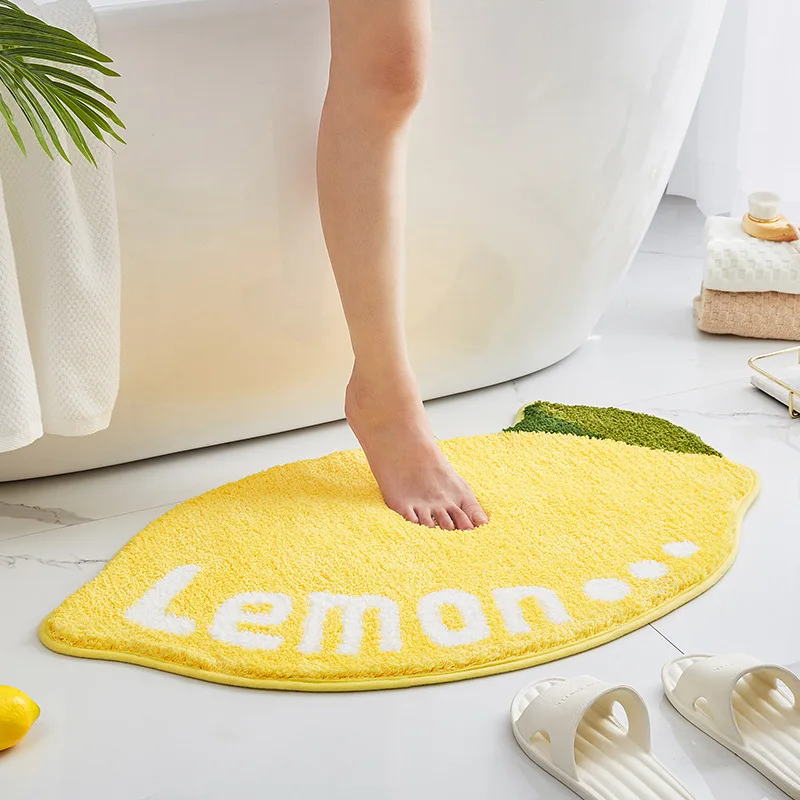 cute cartoon avocado shape porch entrance floor mats home bathroom anti slip rugs flock soft water absorption bath shower mats free global shipping