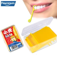 fawnmum 40 pcs childrens dental floss stick disposable dental floss plastic toothpicks for cleaning interdental spaces oral