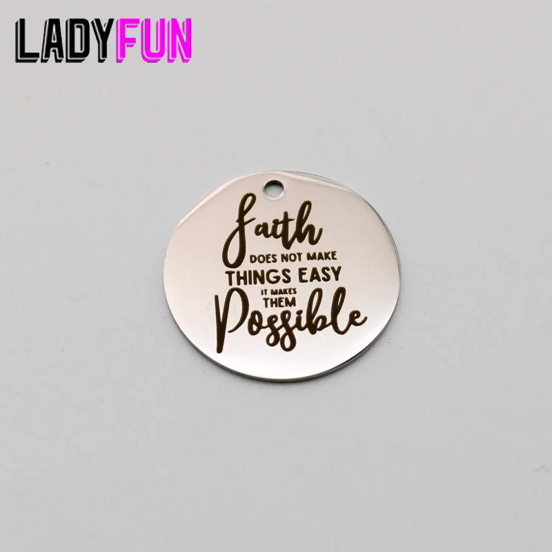 

Подвески из нержавеющей стали Faith Charm, подвески с надписью Faith не облегчают движение, благодаря чему они Подвески с зеркальной поверхностью в...