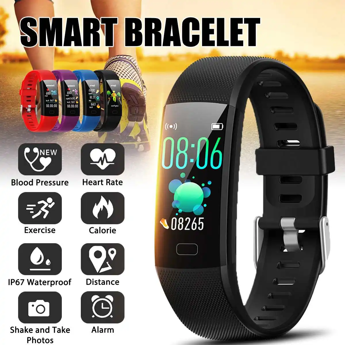 1 14 дюймов Смарт браслет шагомер пульсометр Монитор артериального давления