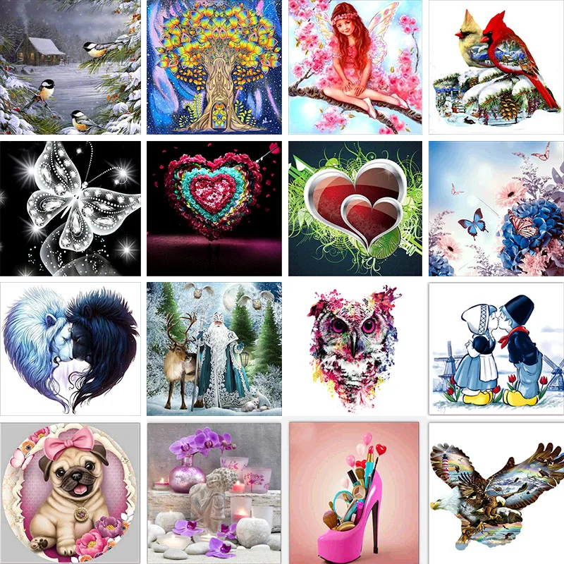 

5D DIY Multi-style Diamond Painting Kits Full Round With AB Drill 16 Pattern Wall Sticker Mosaic Embroidery Painting Home Decor