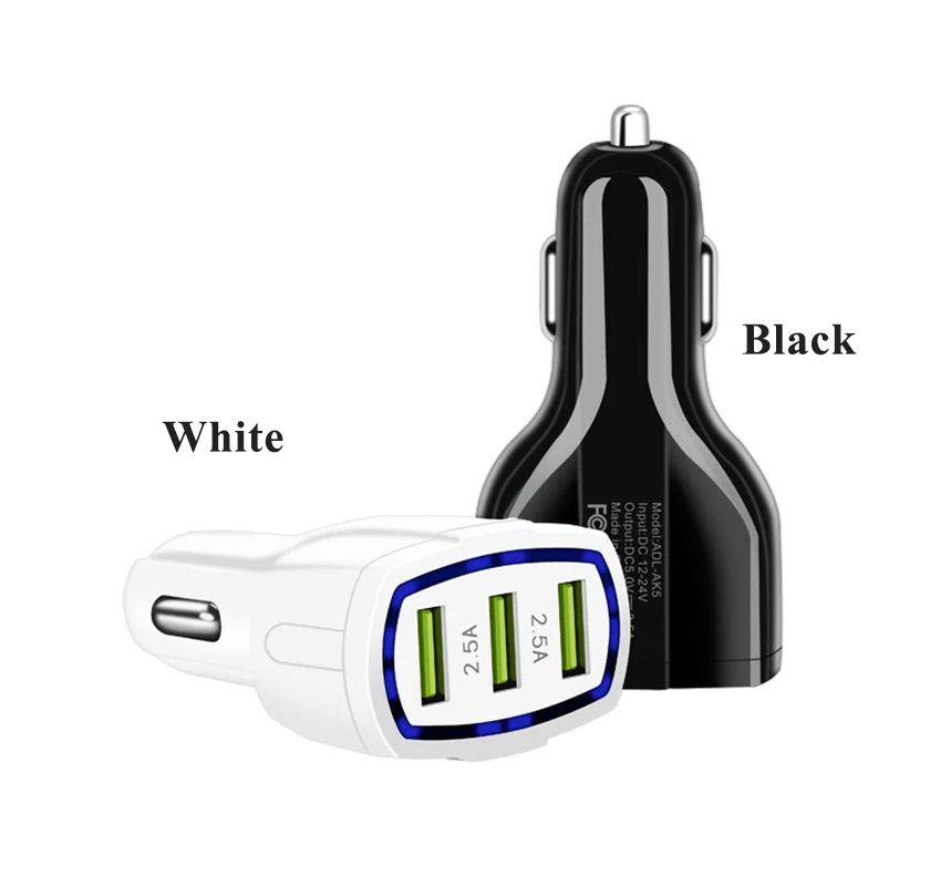 

10pcs 2.5A 3USB Port Car Charger Adapter QC3.0 Fast Charging For iPhone Samsung Smartphone Xiaomi huawei quick charger
