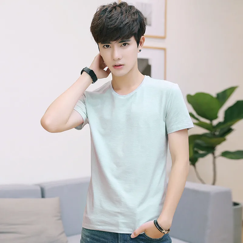 

6811-2020 autumn and winter new men's stitching lapel color matching long-sleeved T-shirt