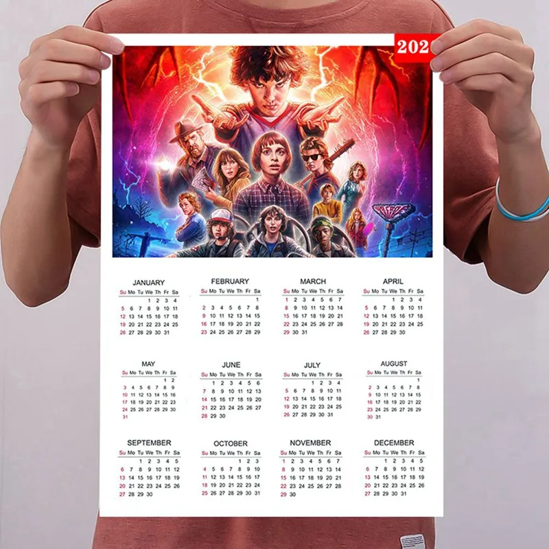 ВИНТАЖНЫЙ ПЛАКАТ с календарем очень странные дела 2020 3 Ретро плаката крафт бумага