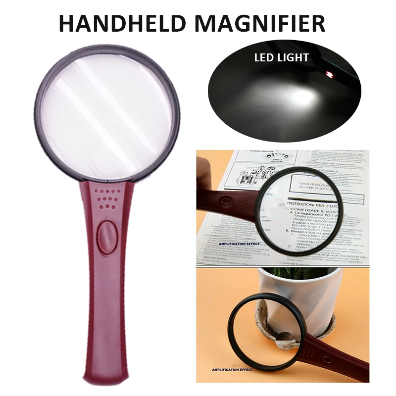 

2 LED Handheld Magnifier 5X 13X Illuminated Magnifier Reading Magnifying Glass Lens Jewelry Loupe For Jewelry Repair Tool