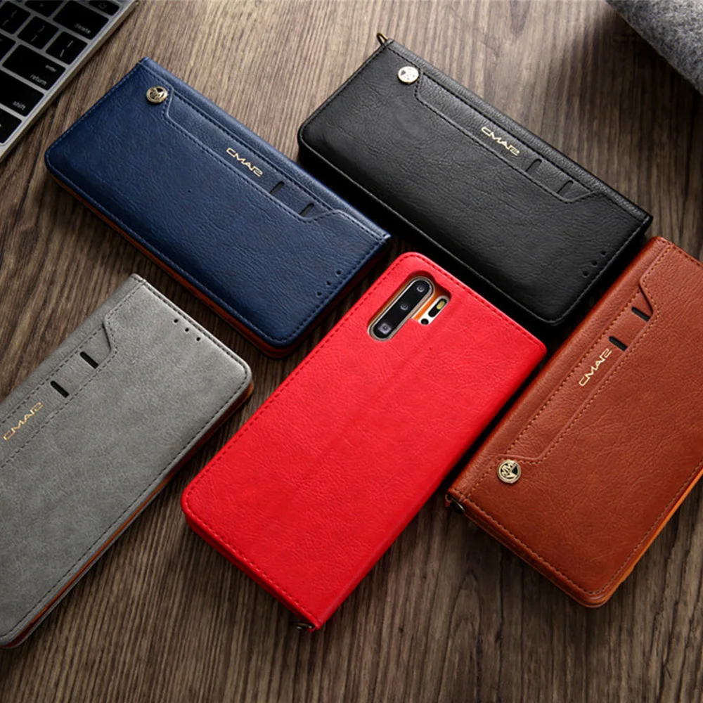 luxury flip wallet leather case for huawei p40 p30 p20 mate40 pro lite magnetic card holder soft tpu stand phone bag cover coque free global shipping