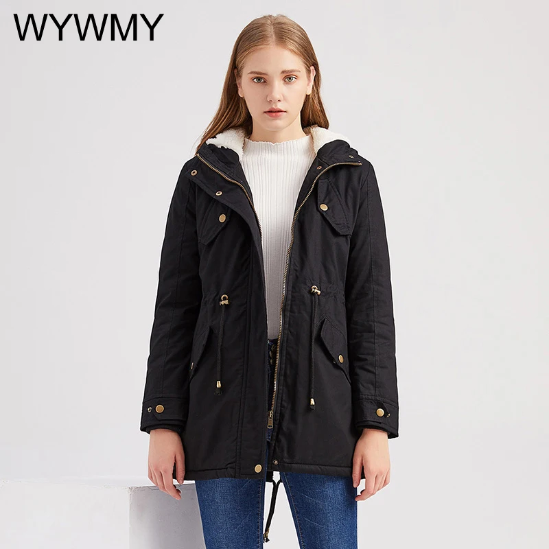 WYWMY Winter Women's Jackets And Coats Warm Parka Harajuku Elegant Fashion Casual Parkas Hooded Long Sleeve Plus Cotton Jacket