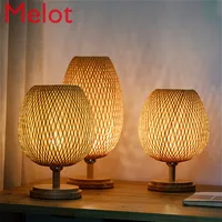 High-End Japanese-Style Solid Wood Decorative Table Lamp Creative Bamboo Zen New Chinese Bedroom Bedside Lamp